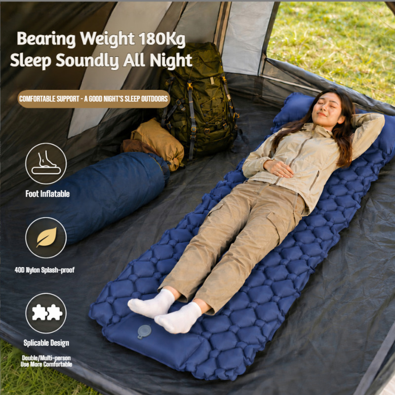 Outdoor Camping Rugs - แผ่นรองนอนเป่าลมอัตโนมัติสำหรับกิจกรรมกลางแจ้ง แผ่นรองนอนสำหรับตั้งแคมป์ ผลิตจากวัสดุ TPU หนา พับเก็บได้
