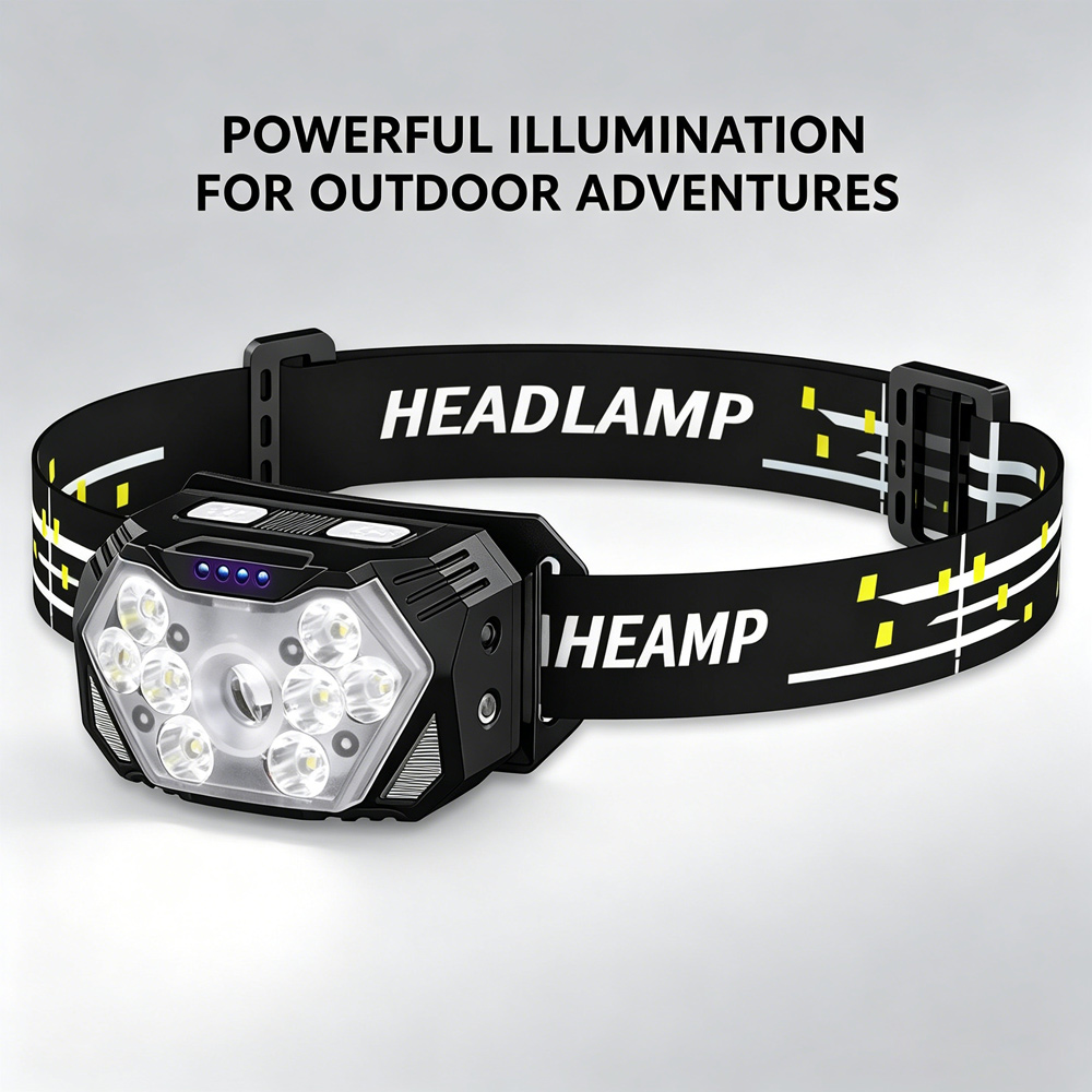 Outdoor Camping Jobs - ไฟฉายคาดศีรษะ LED กันน้ำ ชาร์จเร็วแบบ Type-C ปรับได้