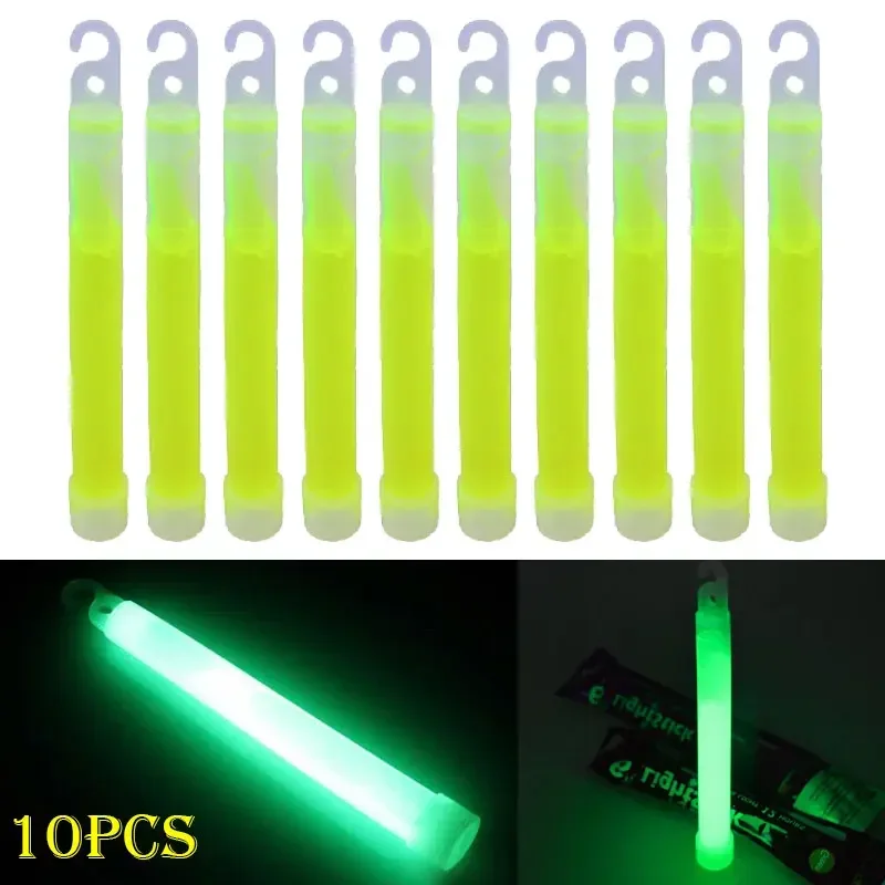Glow Sticks Survival - แท่งไฟเรืองแสงพร้อมตะขอ 3Q-10 ชิ้น ขนาด 6 นิ้ว