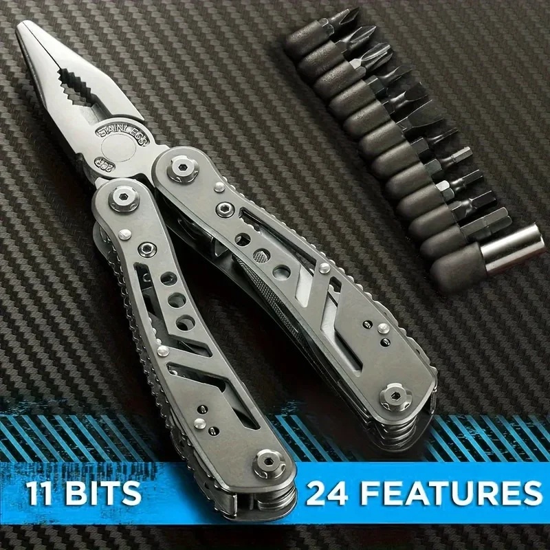Camping Knife Multi-Tool - เครื่องมืออเนกประสงค์ 24in1 พร้อมมีด คีม 11 หัว