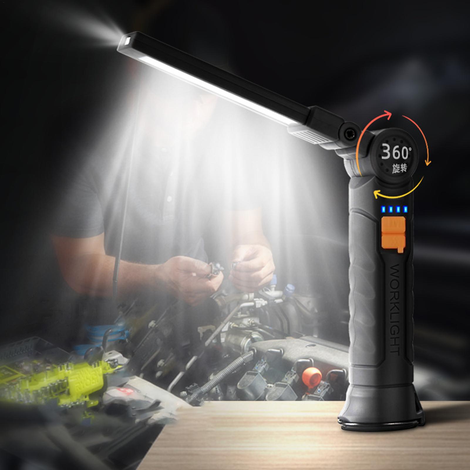 Outdoor Camping Jobs - ไฟฉาย LED แบบชาร์จไฟได้ พร้อมแม่เหล็กและตะขอ กันน้ำ สำหรับงานก่อสร้าง