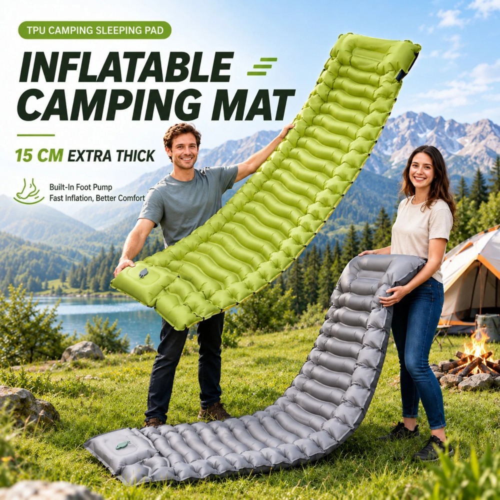 Outdoor Camping Rugs - แผ่นรองนอนสำหรับตั้งแคมป์ ที่นอนเป่าลม แผ่นรองนอนเป่าลมแบบมีขาตั้งสำหรับตั้งแคมป์กลางแจ้ง แผ่นรองนอนเป่าลมคอมโพสิตน้ำหนักเบาสำหรับตั้งแคมป์
