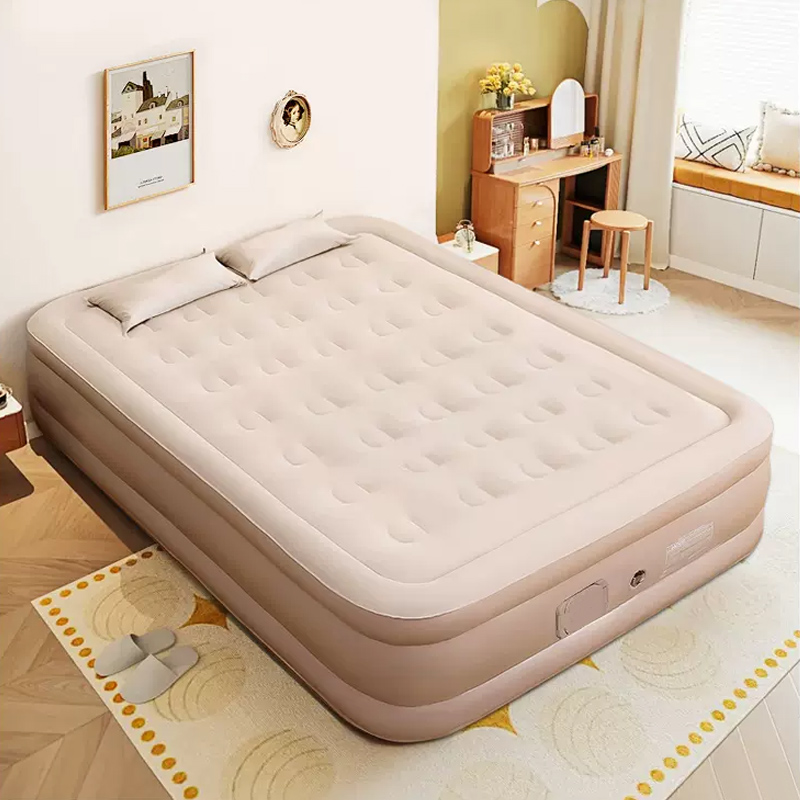 Inflatable Mattress - ที่นอนลมขนาดควีนไซส์พร้อมปั๊มในตัวที่นอนเป่าลมแบบอัพเกรด Luxury Flocked Top Airbed, ที่นอนเป่าลมสําหรับตั้งแคมป์เกสต์