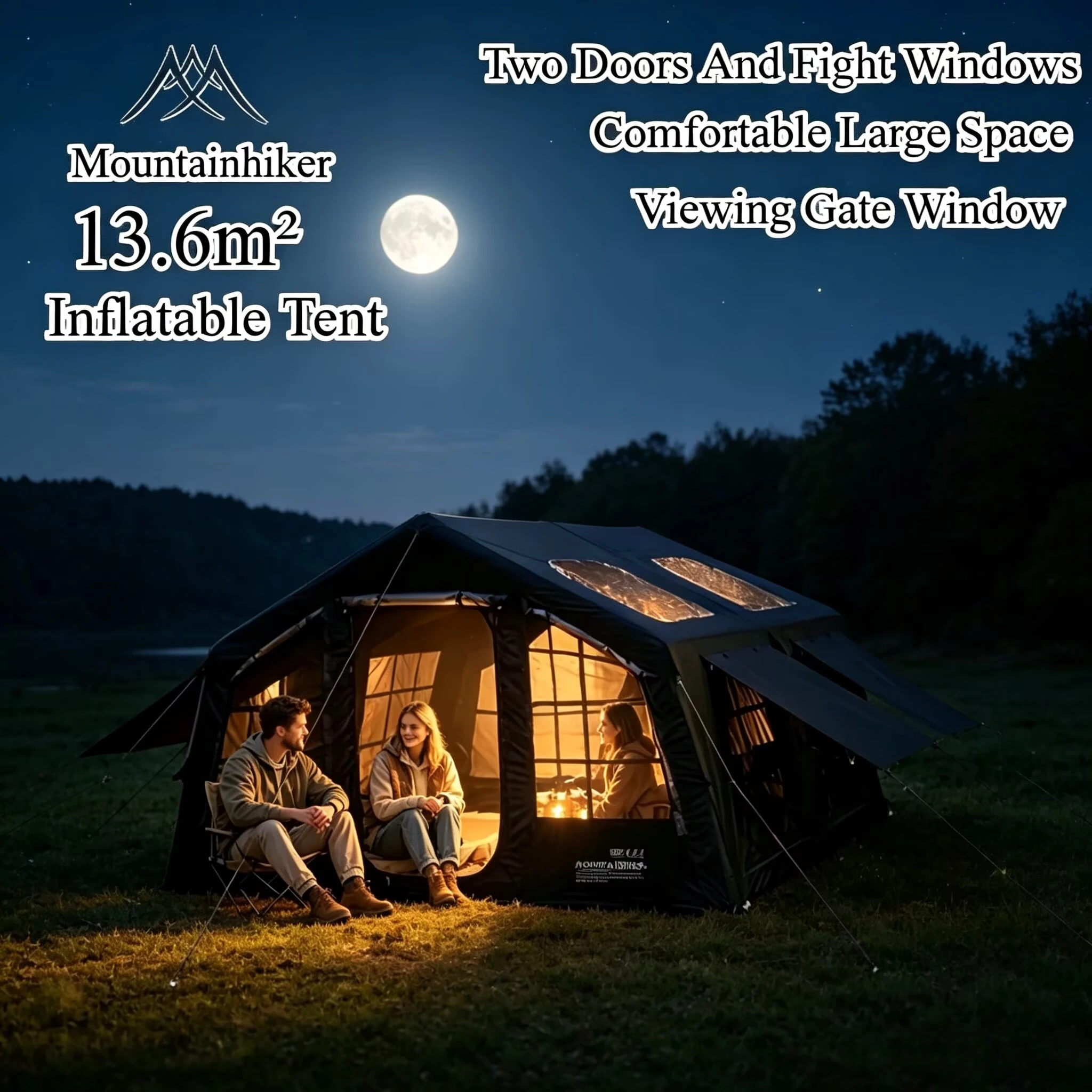 Outdoor Camping Gazebo - เต็นท์ตั้งแคมป์แบบพองลมสำหรับ 4-8 คน ยี่ห้อ Mountainhiker พร้อมหน้าต่าง