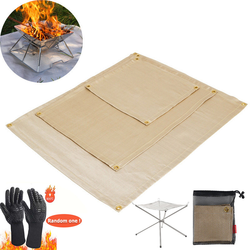 Outdoor Camping Rugs - ผ้ากันไฟสำหรับตั้งแคมป์กลางแจ้ง แผ่นรองปิ้งย่าง ป้องกันไฟ ทนความร้อนสูง ผ้าห่มกันไฟ แผ่นใยแก้ว
