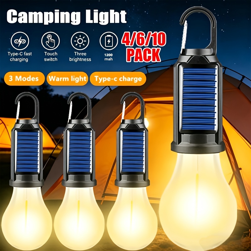 Outdoor Camping Jobs - หลอดไฟ LED ฉุกเฉินแบบพกพา 4/6/10 ชิ้น, ชาร์จได้ทั้ง