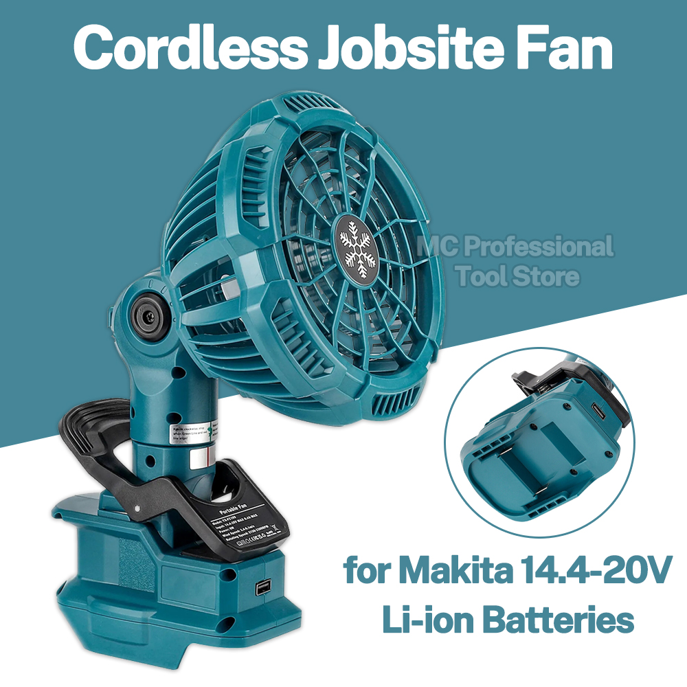 Outdoor Camping Jobs - พัดลมแบบหนีบพกพาสำหรับแบตเตอรี่ลิเธียม Makita 18V 3การตั้งค่าความเร็วที่ประหยัดพลังงานสำหรับห้องนอนกลางแจ้งแคมป์ปิ้งและไซต์งาน
