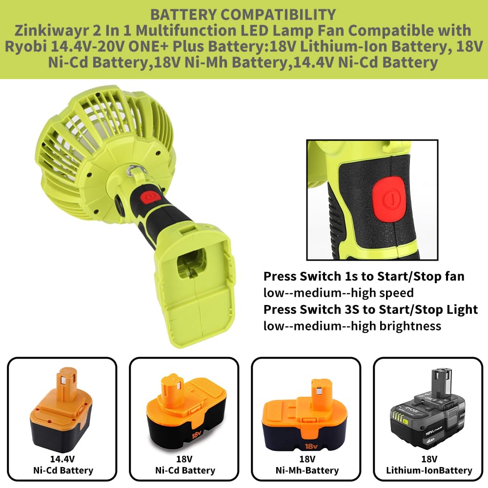 พัดลมพกพาไร้สายพร้อมไฟ LED 300 - Outdoor Camping Jobs บทวิจารณ์และราคา