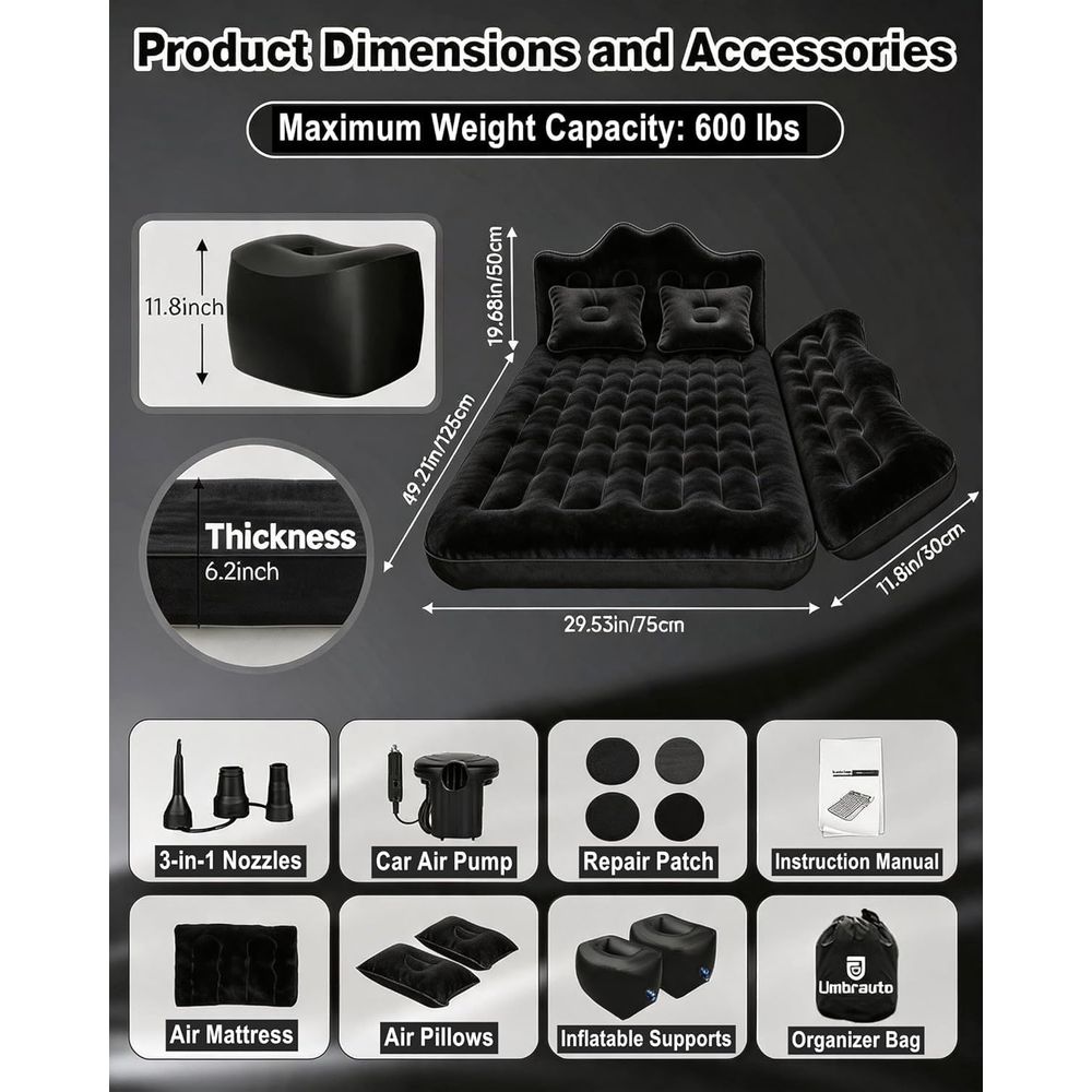 ที่นอนลมในรถยนต์สำหรับเบาะหลัง - Inflatable Mattress บทวิจารณ์และราคา
