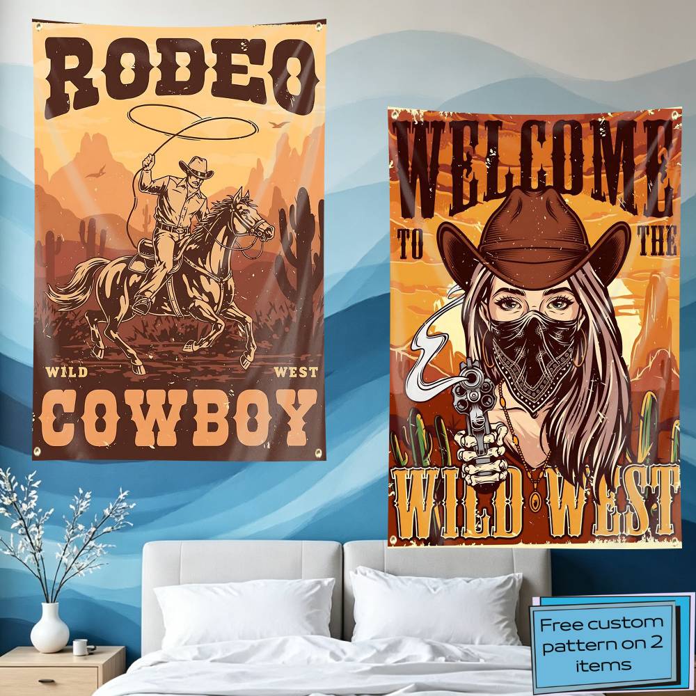 ผ้าม่านลายธงคาวบอยสไตล์ตะวันตก - Outdoor Camping In Texas บทวิจารณ์และราคา