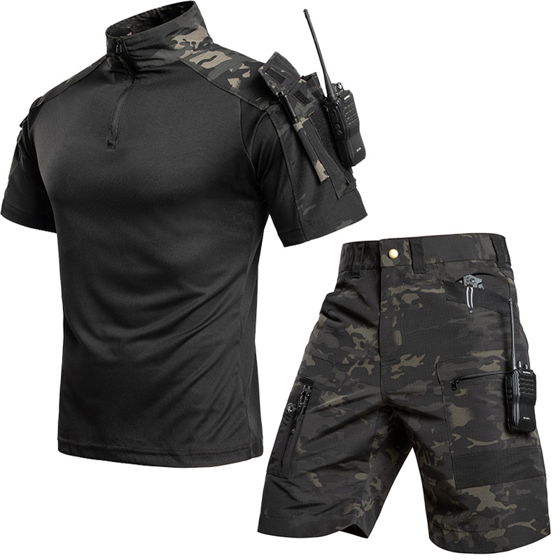 ชุดเสื้อยืดและกางเกงขาสั้นผู้ช - Outdoor Camping Hiking บทวิจารณ์และราคา
